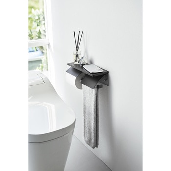 ウォールトイレットペーパーホルダー タワー ダブル 石こうボード壁対応 ブラック 山崎実業