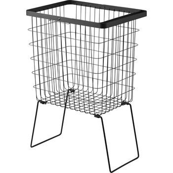 折り畳み脚付きランドリーバスケット タワー ブラック - 山崎実業