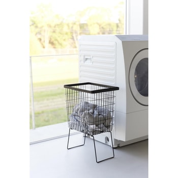 折り畳み脚付きランドリーバスケット タワー ブラック - 山崎実業