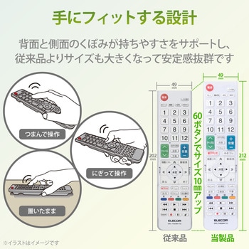 かんたんtvリモコン第2弾 東芝 レグザ用 エレコム テレビリモコン 通販モノタロウ Erc Tv02wh To