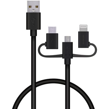 USBケーブル 3in1 ( microB + タイプC + Lightning - USB A