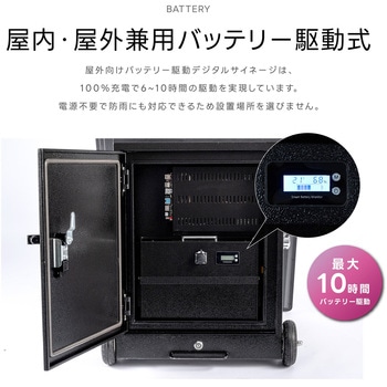 耐水仕様バッテリー式デジタルサイネージ32インチ 高昇