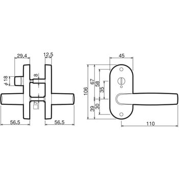 Jレバー 小判座表示錠 バックセット60mmタイプ GIKEN(川口技研)