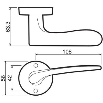 Jレバー 丸座空錠 バックセット60mmタイプ GIKEN(川口技研)