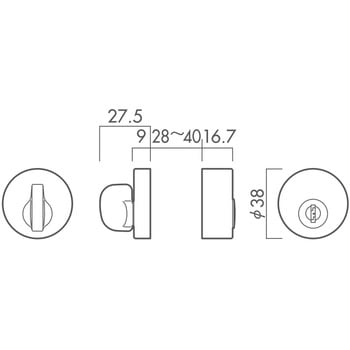 LVS-5ND-ZB LVSケース丸座シリンダー錠(ケースラッチ+丸座セット) 1個