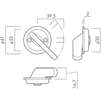 セパレートSBUtype引戸錠(丸座レバー+内締錠) GIKEN(川口技研)