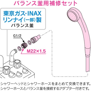 これエエやん バランス釜専用シャワーホースセット 東京ガス・INAX・リンナイ(一部) 交換用 低水圧対応 GAONA(ガオナ)
