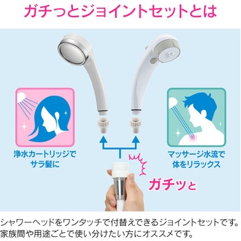 これエエやん シャワーヘッド簡単交換ジョイント追加ニップル ワンタッチ 付け替え 使い分け GAONA(ガオナ)