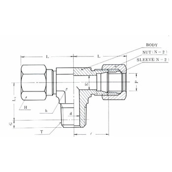 銅管用 くい込み継手 B型 15MPa GT2 両口チーズ(オス) フジトク