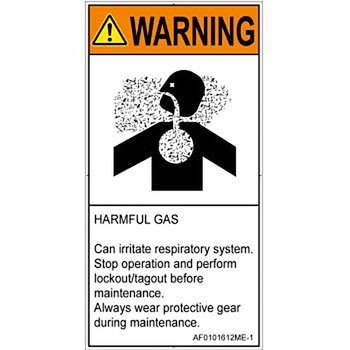 PL警告表示ラベル(ANSI準拠)│ガス・薬液などの危険：有毒ガス/窒息│英語(タテ) SCREENクリエイティブコミュニケーションズ