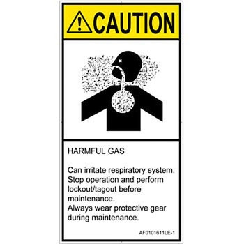 PL警告表示ラベル(ANSI準拠)│ガス・薬液などの危険：有毒ガス/窒息│英語(タテ) SCREENクリエイティブコミュニケーションズ