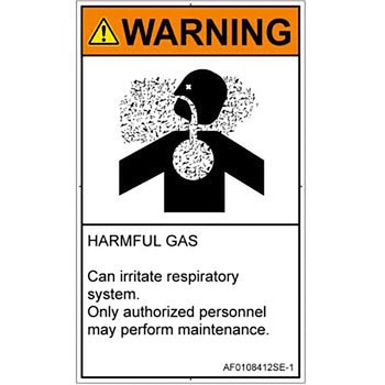 PL警告表示ラベル(ANSI準拠)│ガス・薬液などの危険：有毒ガス/窒息│英語(タテ) SCREENクリエイティブコミュニケーションズ