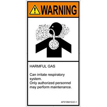 PL警告表示ラベル(ANSI準拠)│ガス・薬液などの危険：有毒ガス/窒息│英語(タテ) SCREENクリエイティブコミュニケーションズ