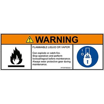 PL警告表示ラベル(ANSI準拠)│ガス・薬液などの危険：可燃性物質│英語(マルチシンボルマーク) SCREENクリエイティブコミュニケーションズ