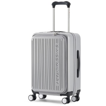AVENTURA〔アベンチュラ〕スーツケース 55cm Sサイズ(機内持込可)/33L/フロントオープン/TSAロック/USB充電ポート/スーツケースカバー・ネームタグ付/シルバー SWISS MILITARY