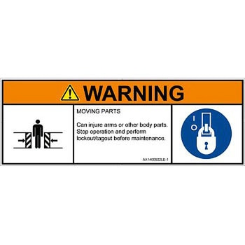 PL警告表示ラベル(ANSI準拠)│機械的な危険：押しつぶし(腕/体)│英語(マルチシンボルマーク) SCREENクリエイティブコミュニケーションズ