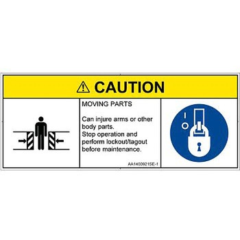 PL警告表示ラベル(ANSI準拠)│機械的な危険：押しつぶし(腕/体)│英語(マルチシンボルマーク) SCREENクリエイティブコミュニケーションズ