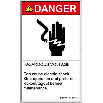 PL警告表示ラベル(ANSI準拠)│電気的な危険：感電│英語(タテ) SCREENクリエイティブコミュニケーションズ