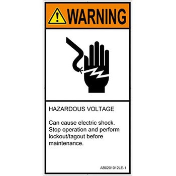 PL警告表示ラベル(ANSI準拠)│電気的な危険：感電│英語(タテ) SCREENクリエイティブコミュニケーションズ