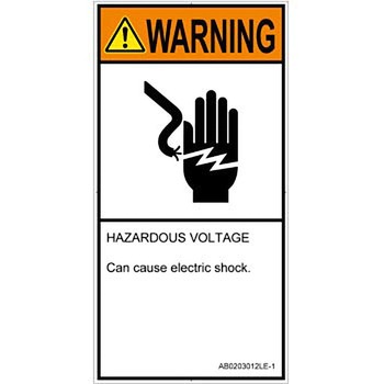 PL警告表示ラベル(ANSI準拠)│電気的な危険：感電│英語(タテ) SCREENクリエイティブコミュニケーションズ