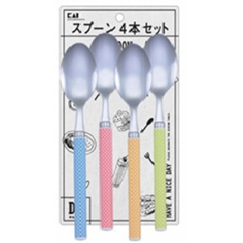 ドット柄 スプーン  4本セット 貝印