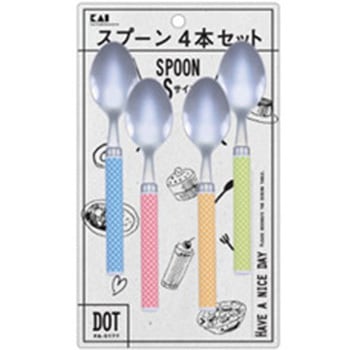 ドット柄 スプーン  4本セット 貝印