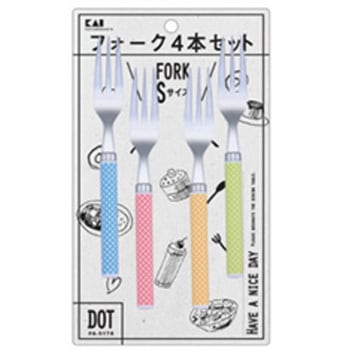 ドット柄 フォーク  4本セット 貝印