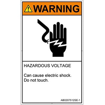 PL警告表示ラベル(ANSI準拠)│電気的な危険：感電│英語(タテ) SCREENクリエイティブコミュニケーションズ