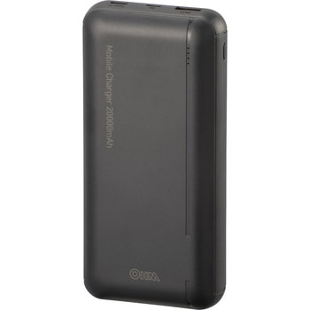 モバイルバッテリー 20000mAh PD対応 18W出力 オーム電機