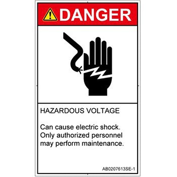 PL警告表示ラベル(ANSI準拠)│電気的な危険：感電│英語(タテ) SCREENクリエイティブコミュニケーションズ
