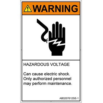 PL警告表示ラベル(ANSI準拠)│電気的な危険：感電│英語(タテ) SCREENクリエイティブコミュニケーションズ