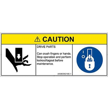 PL警告表示ラベル(ANSI準拠)│機械的な危険：押しつぶし(手/指)│英語(マルチシンボルマーク) SCREENクリエイティブコミュニケーションズ