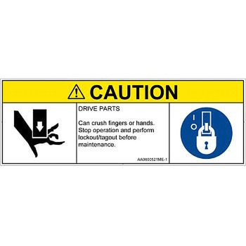 PL警告表示ラベル(ANSI準拠)│機械的な危険：押しつぶし(手/指)│英語(マルチシンボルマーク) SCREENクリエイティブコミュニケーションズ