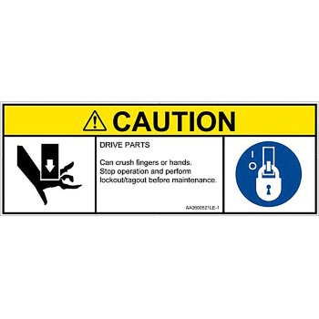 PL警告表示ラベル(ANSI準拠)│機械的な危険：押しつぶし(手/指)│英語(マルチシンボルマーク) SCREENクリエイティブコミュニケーションズ
