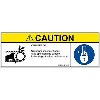 PL警告表示ラベル(ANSI準拠)│機械的な危険：駆動部(チェーン)│英語(マルチシンボルマーク) SCREENクリエイティブコミュニケーションズ