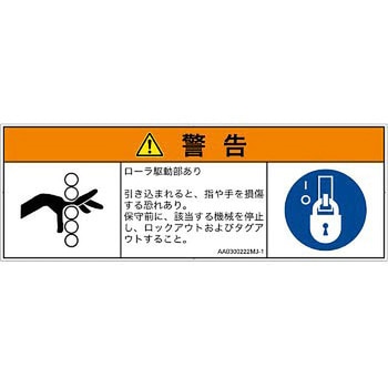 PL警告表示ラベル(ANSI準拠)│機械的な危険：駆動部(ローラ)│日本語(マルチシンボルマーク) - SCREENクリエイティブコミュニケーションズ