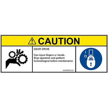 PL警告表示ラベル(ANSI準拠)│機械的な危険：駆動部(ギア)│英語(マルチシンボルマーク) SCREENクリエイティブコミュニケーションズ