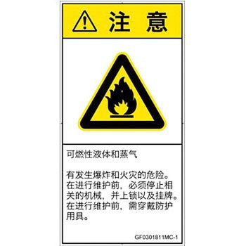 PL警告表示ラベル(GB準拠)│ガス・薬液などの危険：可燃性物質│簡体字(タテ) SCREENクリエイティブコミュニケーションズ