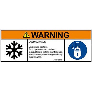 日本製 Pl警告表示ラベル Ansi準拠 熱的な危険 低温 凍結 英語 ラベルシール Acle 1 マルチシンボルマーク 4枚 1シート
