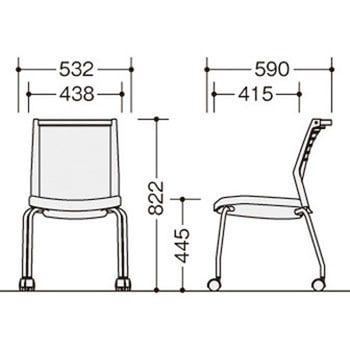 ミーティングチェアー(肘無) E290型 オセディア ナイキ