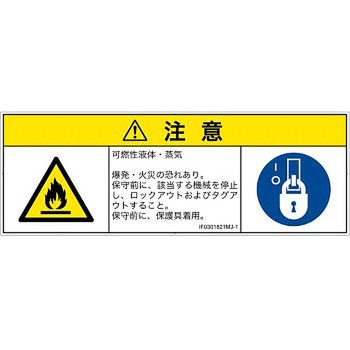 PL警告表示ラベル(ISO/SEMI準拠)│ガス・薬液などの危険：可燃性物質│日本語(マルチシンボルマーク) SCREENクリエイティブコミュニケーションズ