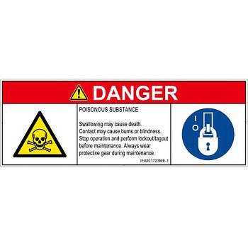 PL警告表示ラベル(ISO/SEMI準拠)│ガス・薬液などの危険：有毒物質│英語(マルチシンボルマーク) SCREENクリエイティブコミュニケーションズ