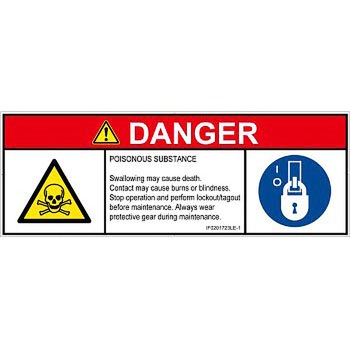 PL警告表示ラベル(ISO/SEMI準拠)│ガス・薬液などの危険：有毒物質│英語(マルチシンボルマーク) SCREENクリエイティブコミュニケーションズ