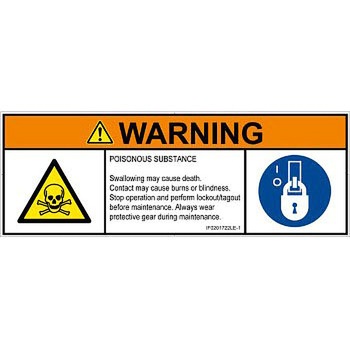 PL警告表示ラベル(ISO/SEMI準拠)│ガス・薬液などの危険：有毒物質│英語(マルチシンボルマーク) SCREENクリエイティブコミュニケーションズ