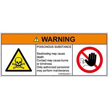 PL警告表示ラベル(ISO/SEMI準拠)│ガス・薬液などの危険：有毒物質│英語(マルチシンボルマーク) SCREENクリエイティブコミュニケーションズ