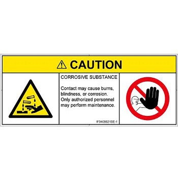 PL警告表示ラベル(ISO/SEMI準拠)│ガス・薬液などの危険：腐食性物質│英語(マルチシンボルマーク) SCREENクリエイティブコミュニケーションズ