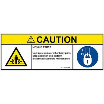 PL警告表示ラベル(ISO/SEMI準拠)│機械的な危険：押しつぶし(腕/体)│英語(マルチシンボルマーク) SCREENクリエイティブコミュニケーションズ