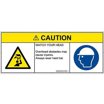 PL警告表示ラベル(ISO/SEMI準拠)│人間工学による危険：頭上に障害物│英語(マルチシンボルマーク) SCREENクリエイティブコミュニケーションズ