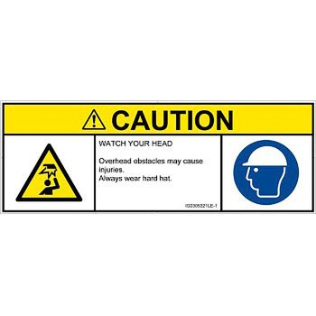 PL警告表示ラベル(ISO/SEMI準拠)│人間工学による危険：頭上に障害物│英語(マルチシンボルマーク) SCREENクリエイティブコミュニケーションズ