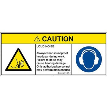 PL警告表示ラベル(ISO/SEMI準拠)│騒音による危険：突然の騒音│英語(マルチシンボルマーク) SCREENクリエイティブコミュニケーションズ